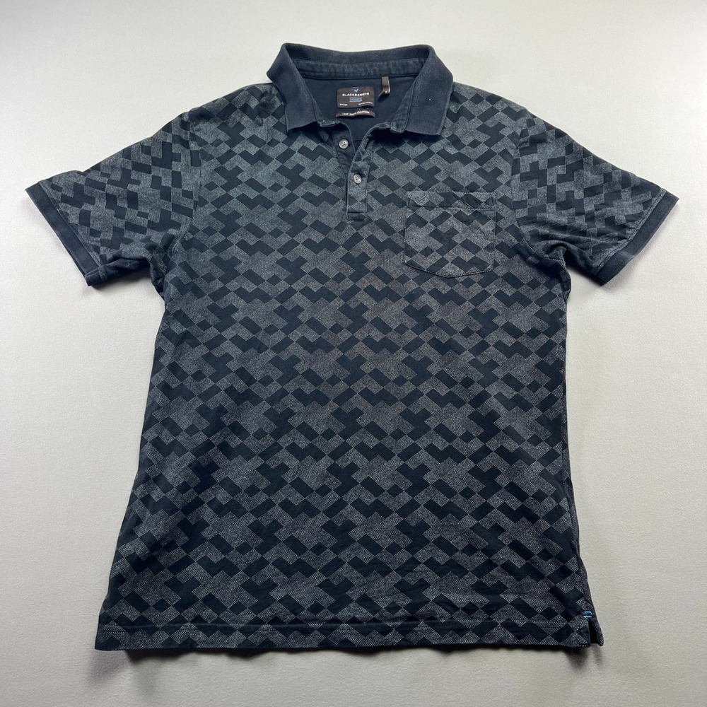 Blackberrys Casuale Polo Shirt Mens 2XL Gray Geometric Cotton Performance Golf